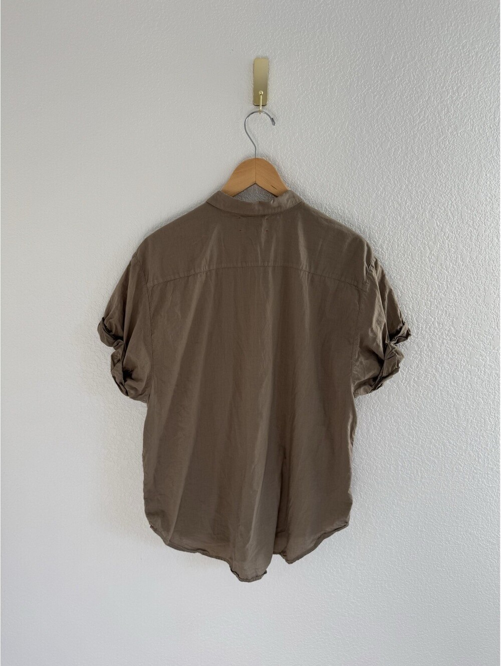 Xirena Channing Button Up Shirt Womens S Moss Green Short Sleeve Boxy Cotton - Picture 6 of 7
